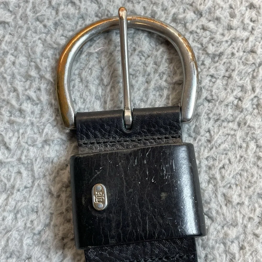 Lauren Ralph Lauren Belts Mens Large Black Italian‎ Leather w/Brass Buckle READ
